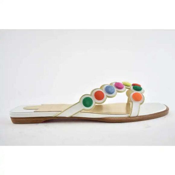 Christian Louboutin Smarta Flat White Multicolor Slide Slip Flip Flop Sandal 40 - Picture 3 of 10